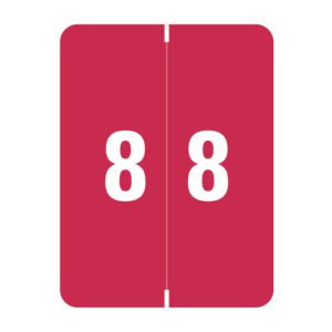 Smead XLCC Compatible Numeric Labels, Number "8", Red, Laminated Stock, 2" x 1-1/2" Individual Numbers - Roll of 500 - Image 1