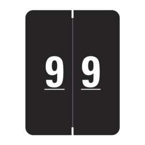 Smead XLCC Compatible Numeric Labels, Number "9", Black, Laminated Stock, 2" x 1-1/2" Individual Numbers - Roll of 500 - Image 1
