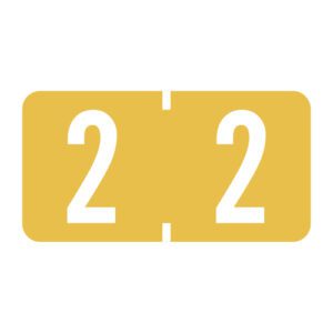 TBNV Compatible Numeric Labels, Number "2", Fluorecent Yellow, Vinyl Kimdura Stock, 1/2" X 1" Individual Numbers - Roll of 500 - Image 1