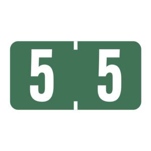 TBNV Compatible Numeric Labels, Number "5", Dark Green, Vinyl Kimdura Stock, 1/2" X 1" Individual Numbers - Roll of 500 - Image 1
