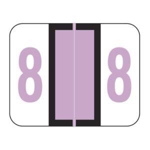 TPNV Compatible Numeric Labels, Number "8", Lilac, Laminated Stock, 1" X 1-1/4" Individual Numbers - Roll of 500