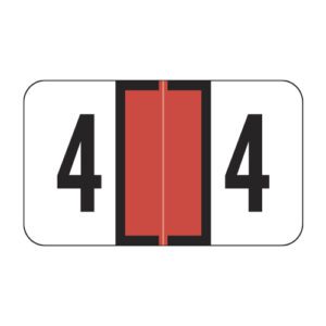 Traco Compatible Numeric Labels, Number "4", Red, Laminated Stock, 15/16" X 1-5/8" Individual Numbers - Roll of 500 - Image 1