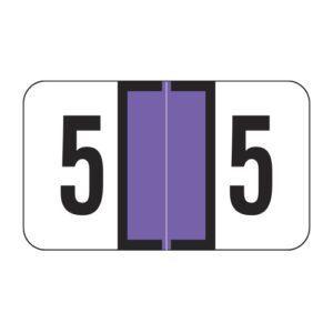 Traco Compatible Numeric Labels, Number "5", Purple, Laminated Stock, 15/16" X 1-5/8" Individual Numbers - Roll of 500 - Image 1