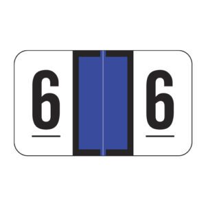 Traco Compatible Numeric Labels, Number "6", Blue, Laminated Stock, 15/16" X 1-5/8" Individual Numbers - Roll of 500 - Image 1