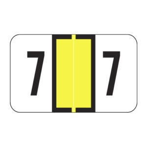 Traco Compatible Numeric Labels, Number "7", Yellow, Laminated Stock, 15/16" X 1-5/8" Individual Numbers - Roll of 500 - Image 1