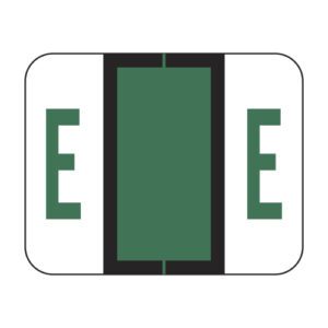 Tab 1286 Compatible Alpha Labels, Letter "E", Dark Green, Vinyl Stock,  1" X 1-1/4" Individual Letters - Sheet of 50 - Image 1