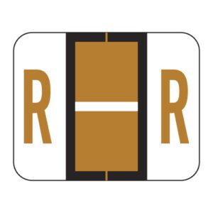 Tab 1286 Compatible Alpha Labels, Letter "R", Brown, Vinyl Stock,  1" X 1-1/4" Individual Letters - Sheet of 50 - Image 1