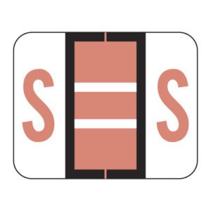 Tab 1286 Compatible Alpha Labels, Letter "S", Pink, Vinyl Stock,  1" X 1-1/4" Individual Letters - Sheet of 50 - Image 1