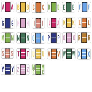 Tab 1283 Compatible Alpha Labels, Letter A-Z set tray with MC, Vinyl Stock, 1" X 1-1/4", 27 Roll of 500 - Image 1