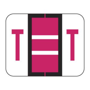 Tab 1286 Compatible Alpha Labels, Letter "T", Red, Vinyl Stock,  1" X 1-1/4" Individual Letters - Sheet of 50 - Image 1