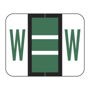 Tab 1286 Compatible Alpha Labels, Letter "W", Dark Green, Vinyl Stock,  1" X 1-1/4" Individual Letters - Sheet of 50 - Image 1