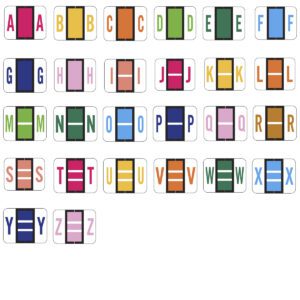 Tab 1286 Compatible Alpha Labels, Letter A-Z set tray, Vinyl Stock, 1" X 1-1/4", 3100 Labels - Image 1