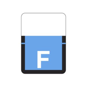 Tab 1307 Compatible Alpha Labels, Letter "F", Blue, Vinyl Stock, 1" X 3/4" Individual Letters - Roll of 500 - Image 1