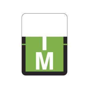 Tab 1307 Compatible Alpha Labels, Letter "M", Light Green, Vinyl Stock, 1" X 3/4" Individual Letters - Roll of 500 - Image 1