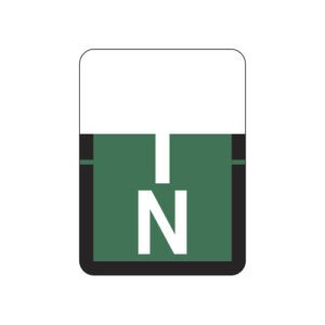 Tab 1307 Compatible Alpha Labels, Letter "N", Dark Green, Vinyl Stock, 1" X 3/4" Individual Letters - Roll of 500 - Image 1