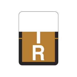 Tab 1307 Compatible Alpha Labels, Letter "R", Brown, Vinyl Stock, 1" X 3/4" Individual Letters - Roll of 500 - Image 1