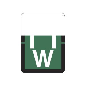 Tab 1307 Compatible Alpha Labels, Letter "W", Dark Green, Vinyl Stock, 1" X 3/4" Individual Letters - Roll of 500 - Image 1