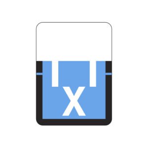 Tab 1307 Compatible Alpha Labels, Letter "X", Blue, Vinyl Stock, 1" X 3/4" Individual Letters - Roll of 500 - Image 1