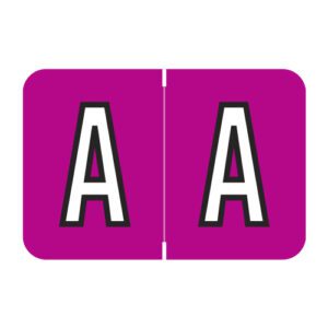 Barkley FACPM Compatible Alpha Labels, Letter "A", Dark Pink, Laminated Stock, 1" X 1-1/2" Individual Letters - Roll of 500 - Image 1