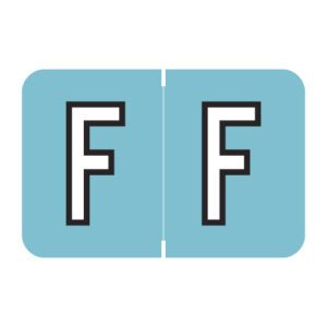 Barkley FACPM Compatible Alpha Labels, Letter "F", Sterling Blue, Laminated Stock, 1" X 1-1/2" Individual Letters - Roll of 500 - Image 1