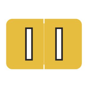 Barkley FACPM Compatible Alpha Labels, Letter "I", Yellow, Laminated Stock, 1" X 1-1/2" Individual Letters - Roll of 500 - Image 1