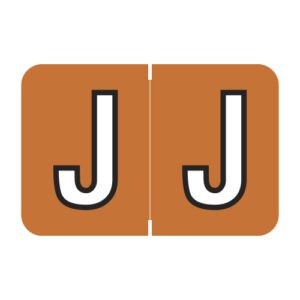 Barkley FACPM Compatible Alpha Labels, Letter "J", Orange, Laminated Stock, 1" X 1-1/2" Individual Letters - Roll of 500 - Image 1