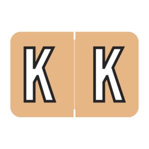 Barkley FACPM Compatible Alpha Labels, Letter "K", Gold, Laminated Stock, 1" X 1-1/2" Individual Letters - Roll of 500 - Image 1