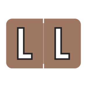 Barkley FACPM Compatible Alpha Labels, Letter "L", Brown, Laminated Stock, 1" X 1-1/2" Individual Letters - Roll of 500 - Image 1