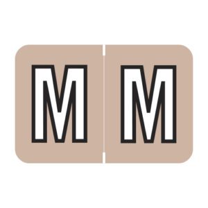 Barkley FACPM Compatible Alpha Labels, Letter "M", Tan, Laminated Stock, 1" X 1-1/2" Individual Letters - Roll of 500 - Image 1