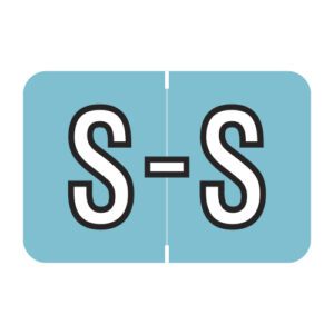 Barkley FACPM Compatible Alpha Labels, Letter "S", Sterling Blue, Laminated Stock, 1" X 1-1/2" Individual Letters - Roll of 500 - Image 1