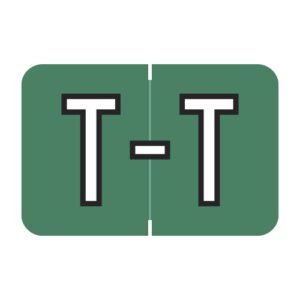 Barkley FACPM Compatible Alpha Labels, Letter "T", Dark Green, Laminated Stock, 1" X 1-1/2" Individual Letters - Roll of 500 - Image 1