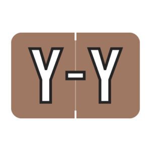 Barkley FACPM Compatible Alpha Labels, Letter "Y", Brown, Laminated Stock, 1" X 1-1/2" Individual Letters - Roll of 500 - Image 1