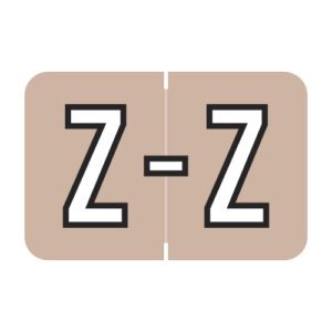 Barkley FACPM Compatible Alpha Labels, Letter "Z", Tan, Laminated Stock, 1" X 1-1/2" Individual Letters - Roll of 500 - Image 1