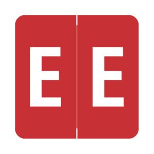 Barkley FADBM Compatible Alpha Labels, Letter "E", Red, Laminated Stock, 1-1/2" X 1-1/2" Individual Letters - Pack of 228