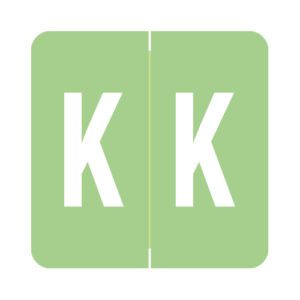 Barkley FADBM Compatible Alpha Labels, Letter "K", Light Green, Laminated Stock, 1-1/2" X 1-1/2" Individual Letters - Pack of 228 - Image 1