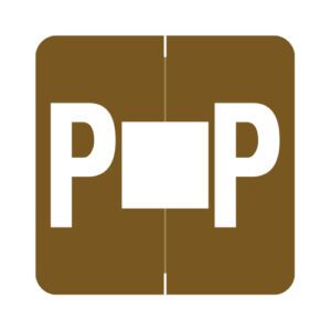 Barkley FADBM Compatible Alpha Labels, Letter "P", Dark Brown, Laminated Stock, 1-1/2" X 1-1/2" Individual Letters - Pack of 228 - Image 1