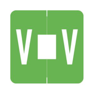 Barkley FADBM Compatible Alpha Labels, Letter "V", Dark Green, Laminated Stock, 1-1/2" X 1-1/2" Individual Letters - Pack of 228 - Image 1
