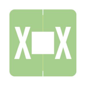 Barkley FADBM Compatible Alpha Labels, Letter "X", Light Green, Laminated Stock, 1-1/2" X 1-1/2" Individual Letters - Pack of 228 - Image 1