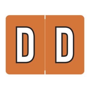 Datafile Compatible Alpha Labels, Letter "D", Dark Orange, Laminated Stock, 15/16" X 1-1/4" Individual Letters - Roll of 500 - Image 1