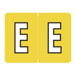 Datafile Compatible Alpha Labels, Letter "E", Yellow, Laminated Stock, 15/16" X 1-1/4" Individual Letters - Roll of 500 - Image 1