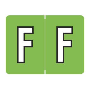 Datafile Compatible Alpha Labels, Letter "F", Light Green, Laminated Stock, 15/16" X 1-1/4" Individual Letters - Roll of 500 - Image 1