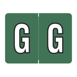 Datafile Compatible Alpha Labels, Letter "G", Dark Green, Laminated Stock, 15/16" X 1-1/4" Individual Letters - Roll of 500 - Image 1
