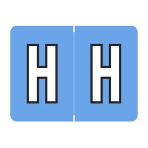 Datafile Compatible Alpha Labels, Letter "H", Blue, Laminated Stock, 15/16" X 1-1/4" Individual Letters - Roll of 500 - Image 1