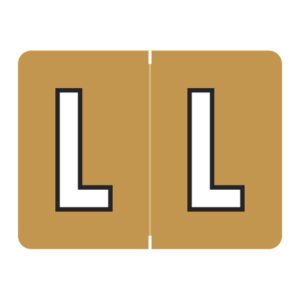 Datafile Compatible Alpha Labels, Letter "L", Light Brown, Laminated Stock, 15/16" X 1-1/4" Individual Letters - Roll of 500 - Image 1