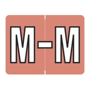 Datafile Compatible Alpha Labels, Letter "M", Pink, Laminated Stock, 15/16" X 1-1/4" Individual Letters - Roll of 500 - Image 1