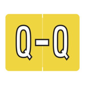 Datafile Compatible Alpha Labels, Letter "Q", Yellow, Laminated Stock, 15/16" X 1-1/4" Individual Letters - Roll of 500 - Image 1
