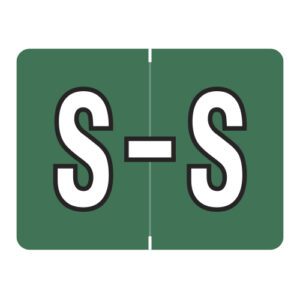 Datafile Compatible Alpha Labels, Letter "S", Dark Green, Laminated Stock, 15/16" X 1-1/4" Individual Letters - Roll of 500 - Image 1