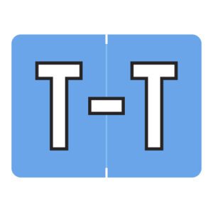 Datafile Compatible Alpha Labels, Letter "T", Blue, Laminated Stock, 15/16" X 1-1/4" Individual Letters - Roll of 500 - Image 1