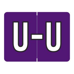 Datafile Compatible Alpha Labels, Letter "U", Purple, Laminated Stock, 15/16" X 1-1/4" Individual Letters - Roll of 500 - Image 1