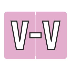 Datafile Compatible Alpha Labels, Letter "V", Lilac, Laminated Stock, 15/16" X 1-1/4" Individual Letters - Roll of 500 - Image 1